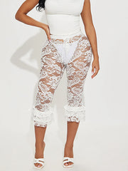 Sexy Lace See Through Casual Pants