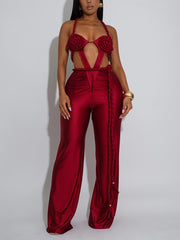 Sexy Hollow Out Knot Ruched Backless Strap Jumpsuit