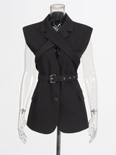 Fashion Sleeveless Belted Crisscross Jacket Vest