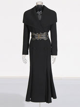 Solid Patchwork Belt Loose Elegant Trench Coat