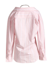 Rhinestones Striped Lapel Blouse Long Sleeve Shirt
