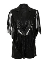 Fashion PU Leather Fringe Waistcoat Shorts Two Piece Set