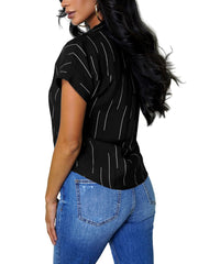 Striped Line Print Button Down Casual Shirt