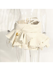 High Waist Irregular Ruffle Mini Skirt
