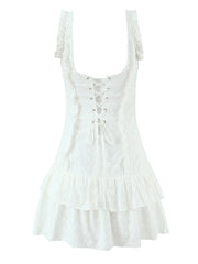 Sexy Sleeveless Drawstring Ruffle Mini Dress