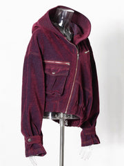 Fashion Asymmetric Hooded Denim Jacket