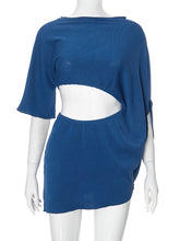 Half Sleeve Hollow Out Irregular Night Club Loose Dress