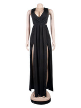 Sexy Deep V Bandage Sleeveless High Slit Maxi Dress