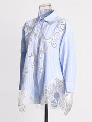 Lace Patchwork Loose Casual Shirt