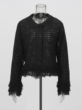 Fashion Double-Breasted Crochet Knit Fringe Jacket