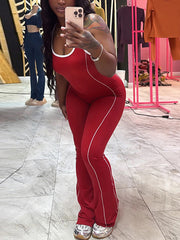 Fashion Open-Back Slim Sports Yoga Jumpsuit