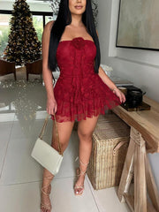 Sexy Strapless Lace Slim Romper