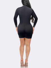 Sexy Rhinestone Sheer Mesh Elastic Slim Romper