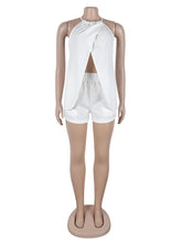 Casual Cut Out Sleeveless Cardigan Shorts Sets