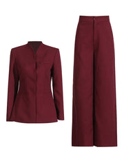 Simple Fashion Slim Blazer Suit Pants Two Piece Set
