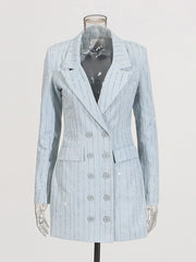 Boutique Rhinestone Double-breasted Blazer Dress