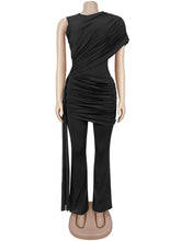 Fashion Single Shoulder Ruched Slim Jumpsuit