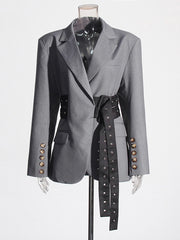 Fashion Belted Push Up Waist Blazer