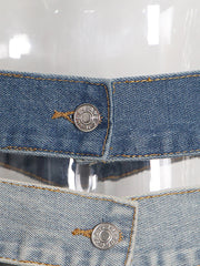 Fashion Patchwork Cut out Denim Skirt