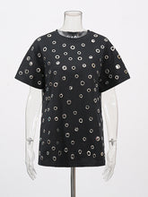 Fashion Eyelets Loose Casual T-Shirt