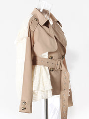 Fashion Lace Patchwork Slim Blazer Jacket