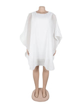 Fashion Chiffon Ruffle Sleeve Loose Mini Dress