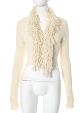 Fluff Tassel Bodycon Cropped Woolen Cardigan