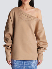 Asymmetrical Jersey Off-the-shoulder Sweatshirt