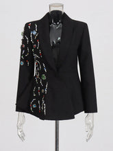 Fashion Bead-embellished Peplum Irregular Slim Blazer