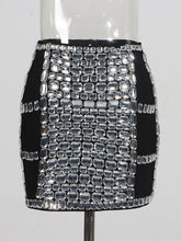 Sexy Rhinestone Decor Package Hip Skirt