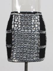 Sexy Rhinestone Decor Package Hip Skirt