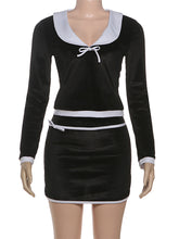 Elegant Velvet Crop Top Mini Skirt Casual Set