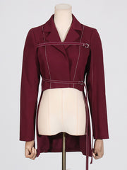 Fashion Lace-up Top High-waist Trousers Set