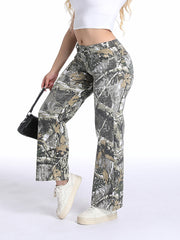 Fashion Camo Print Straight Jeans