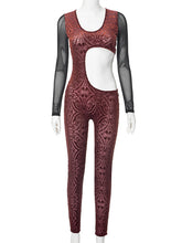 Mesh Patchwork Hollow out Jumpsuit