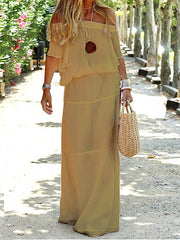 Solid Color Off Shoulder Loose Casual Dress