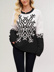 Fashion Snowflake Pattern Casual Pullover Sweater