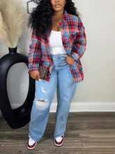 Casual Plaid Lapel Button Up Loose Shirt