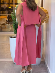 Elegant Sleeveless Button Down Bandage Dress