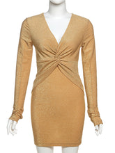 Sexy V Neck Slim Package Hip Mini Dress