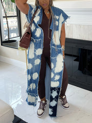 Chain Ornament Cardigan Denim Coat