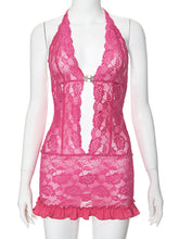 Sexy Lace See through Backless Dress