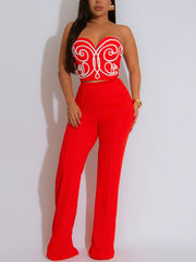 Fashion Crop Tube Top And Trousers Casual Set