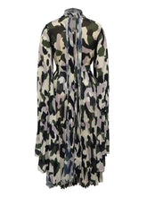 Casual Camouflage Print O Neck Long Dress