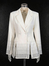 Fashion Rhinestone Appliques Slit Blazer