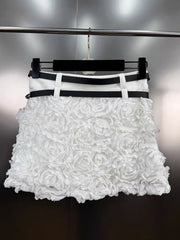 Elegant Rose Flower Embellished Mini Skirt