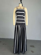 Fashion Spaghetti Strap Stripe Patchwork Maxi Dress
