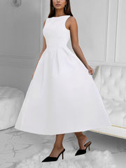 Retro Sleeveless Backless Pleated Party Dress