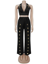 Sexy Halter Crop Top Two Piece Outfits