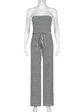 Striped Belted Boob Tube Jumpsuit